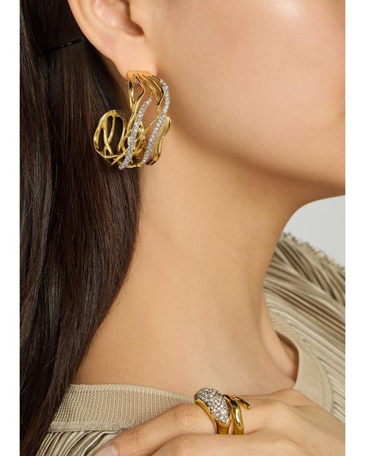 Alexis Metallic Solanales Two-Tone 14Kt-Plated Hoop Earrings