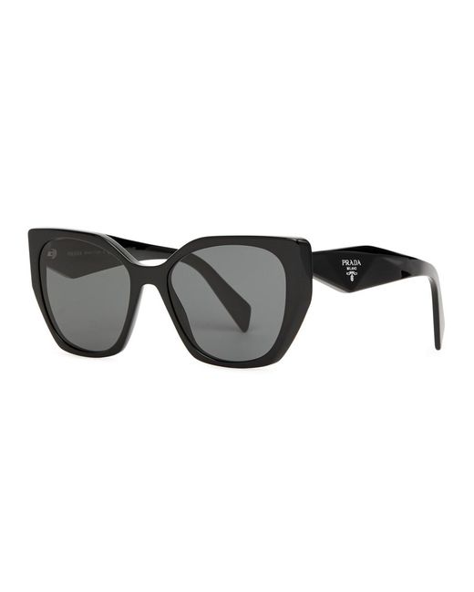 Prada Black Hexagon-frame Sunglasses Designer-engraved Lenses, Designer-stamped Temples, 100% Uv Protection