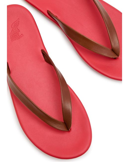 Ancient Greek Sandals Red Saionara Leather Flip Flops