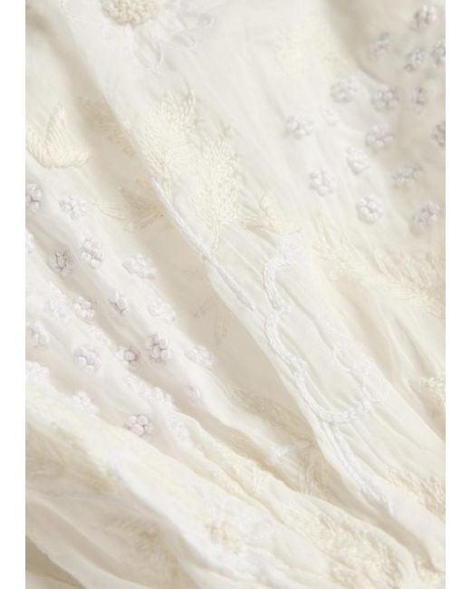 Thierry Colson White Slava Embroidered Balloon Sleeve Cotton Shirt