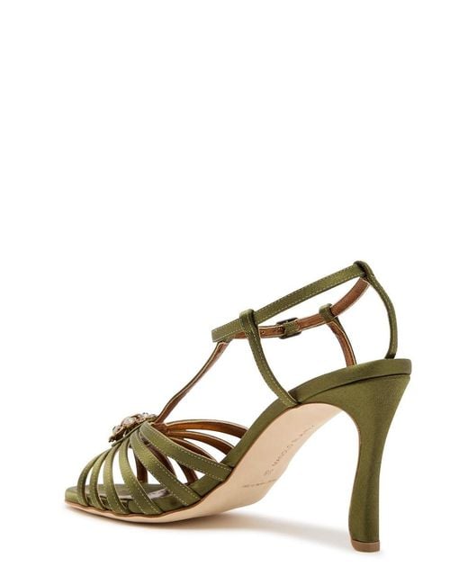 Manolo Blahnik Metallic Fulcon 90 Crystal-Embellished Satin Sandals