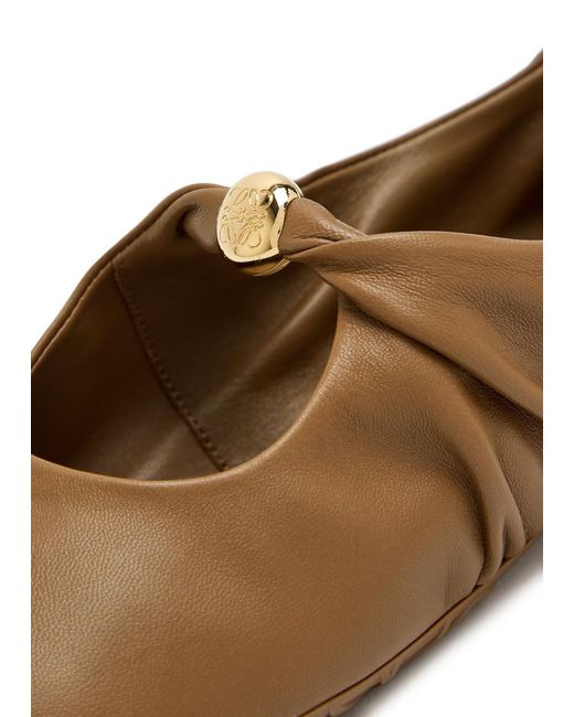 Loewe Brown Pebble Leather Ballet Flats