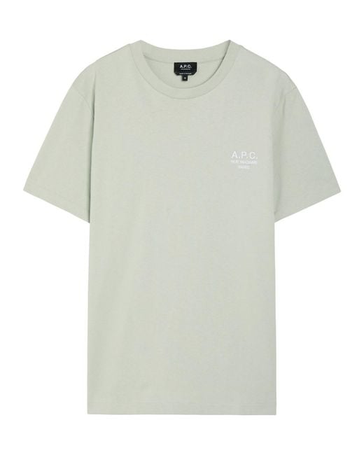 A.P.C. White Logo-Embroidered Cotton T-Shirt for men