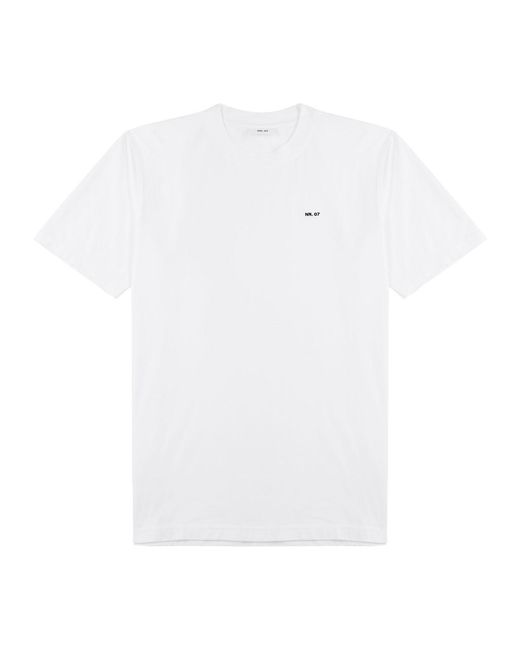 NN07 White Adam Logo Cotton T-shirt for men