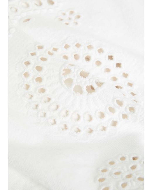 FRAME White The Eyelet Flare Embroidered Flared-Leg Jeans