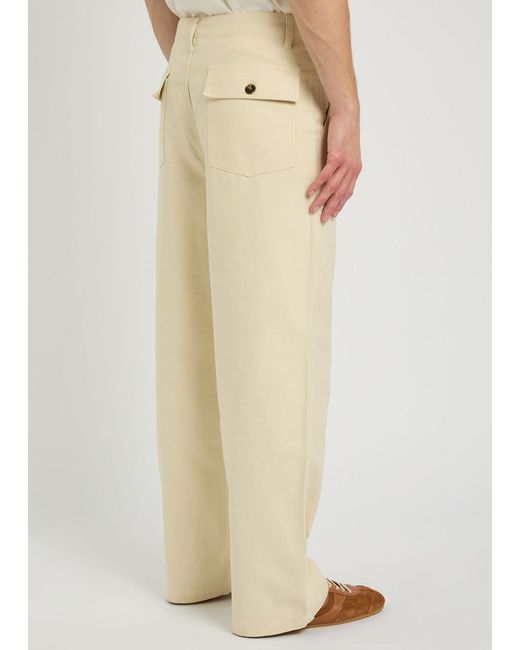 Malbon Natural Braxton Logo-Embroidered Cotton Trousers for men