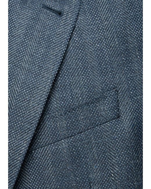 Canali Blue Striped Wool And Silk-Blend Blazer for men