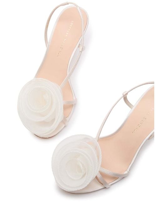 Loeffler Randall Natural Steph 100 Floral-Appliquéd Satin Sandals