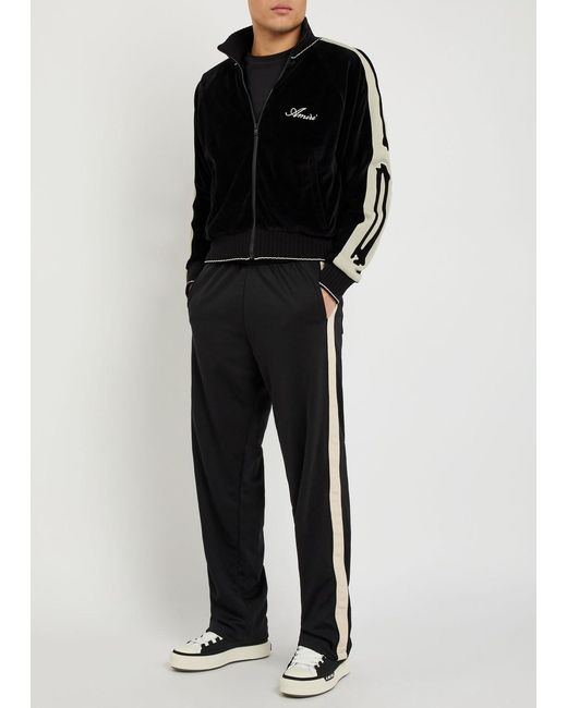 Amiri Black Bones Appliquéd Velour Track Jacket for men