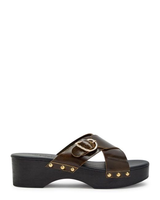 Ancient Greek Sandals Brown Marilisa Stud-Embellished Leather Clog Sandals