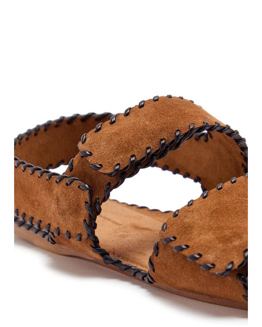 Khaite Brown Boden Whipstitch Suede Sandals
