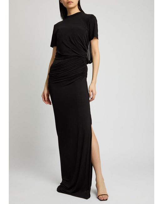 Christopher Esber Black Coiled Draped Corseted Jersey Maxi Dress