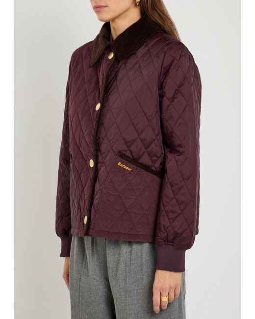 Barbour Purple Marla Quilted Cotton And Shell Jacket
