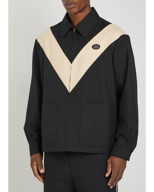 Valentino Garavani Black Panelled Woven Jacket for men