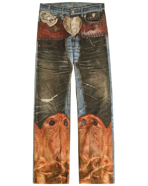 Acne Blue 2010 Printed Straight-Leg Jeans for men