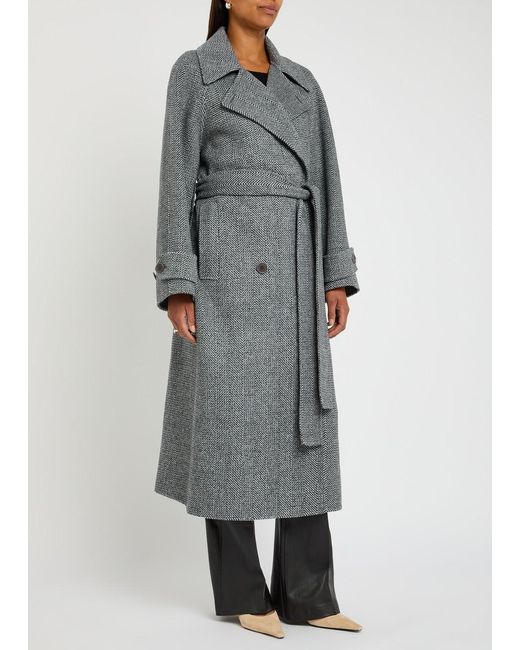 Joseph Gray Navarre Herringbone Wool Coat