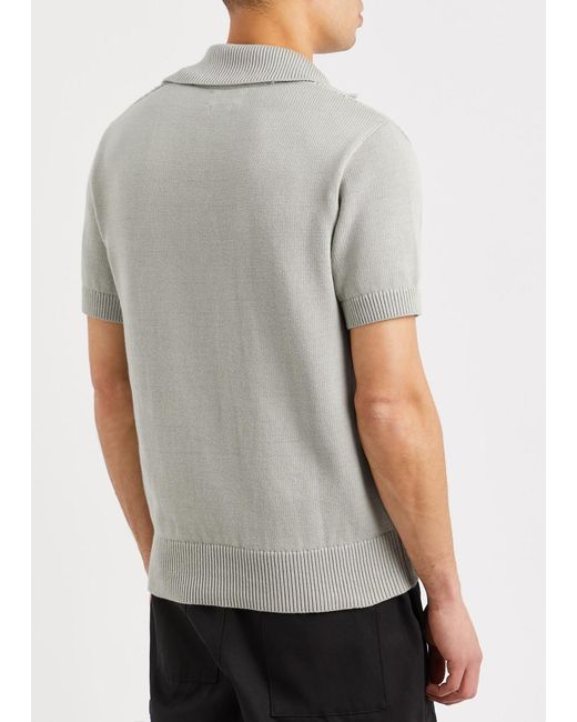Oliver Spencer Gray Penhale Pointelle-knit Cotton Polo Shirt for men