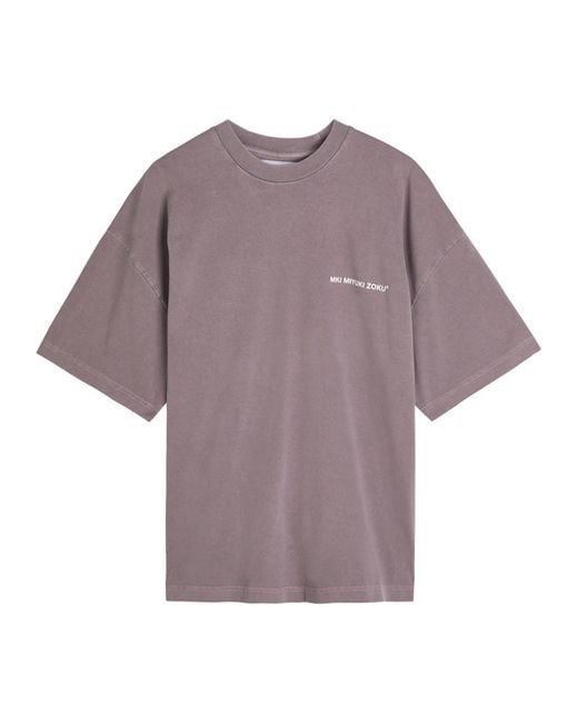 MKI Miyuki-Zoku Purple Uniform Logo-Print Cotton T-Shirt for men