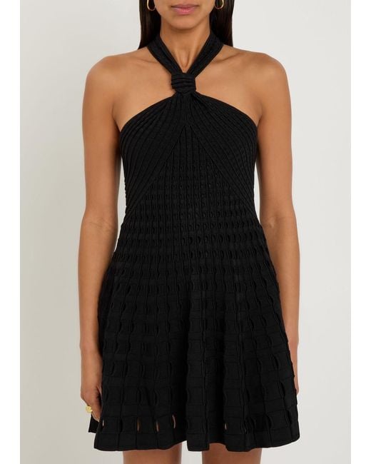 Jonathan Simkhai Black Jenna Textured Cut-Out Knit Mini Dress