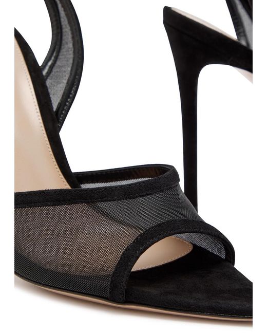 Gianvito Rossi Black Dorotea 105 Mesh And Suede Sandals