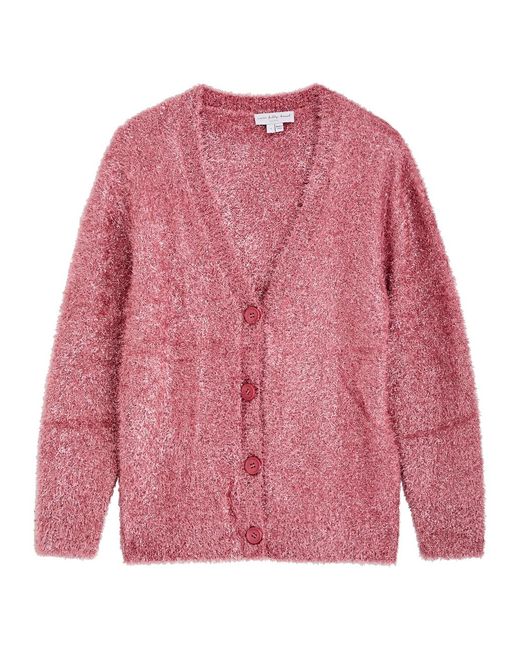 Never Fully Dressed Pink Metallic Tinsel-Weave Cardigan