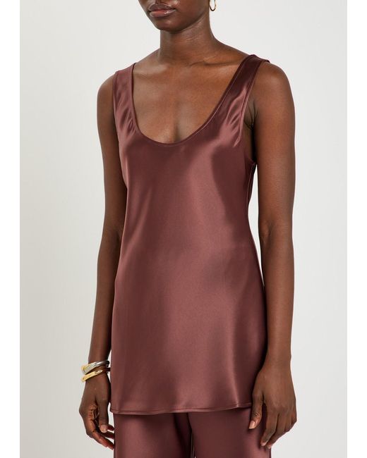 Shona Joy Red Savanna Scoop-Neck Satin Tank Top