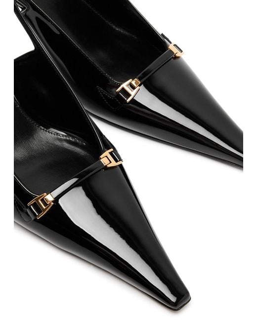 Saint Laurent Black Carine 55 Patent Leather Slingback Pumps