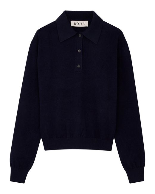 Rohe Blue Wool-blend Polo Jumper