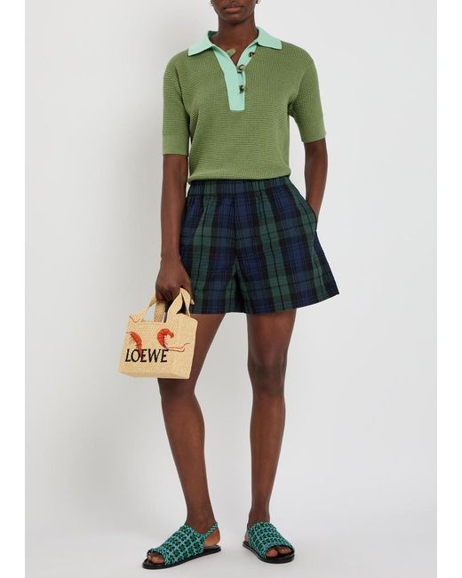 J.W. Anderson Green Waffle-Knit Cotton-Blend Polo Shirt