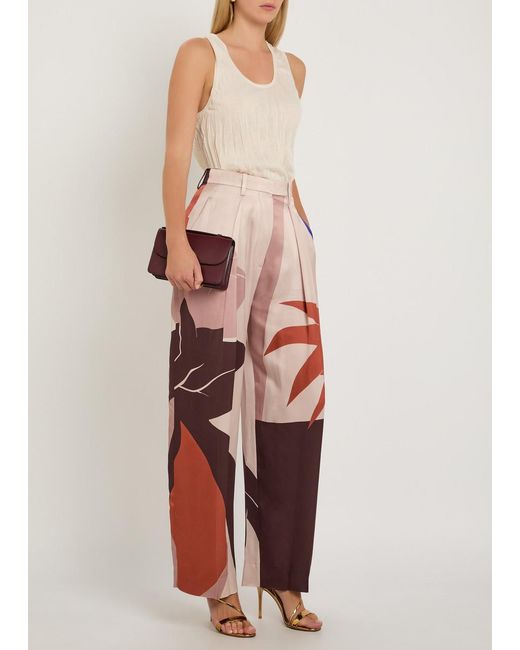 Victoria Beckham Red Cecilia Printed Satin Trousers
