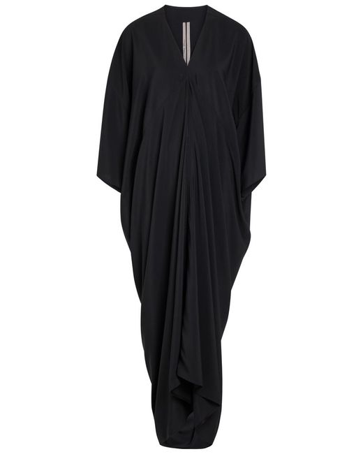 Rick Owens Black Tommykite Crepe Maxi Dress