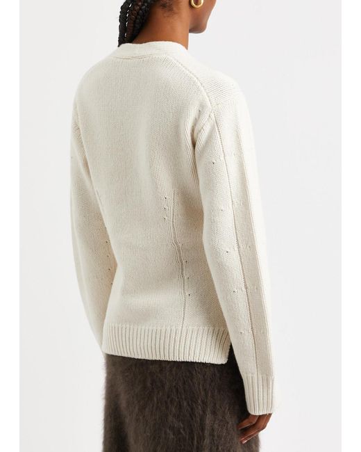 Helmut Lang Natural Ribbed Wool-blend Cardigan