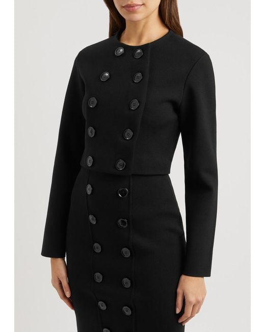 Alaïa Black Double-Breasted Wool-Blend Cardigan