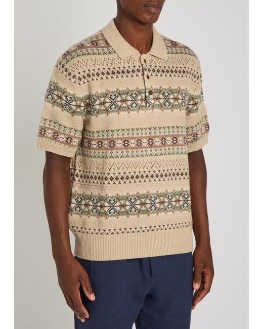 Polo Ralph Lauren Natural Fair Isle Knit Linen-Blend Polo Shirt for men