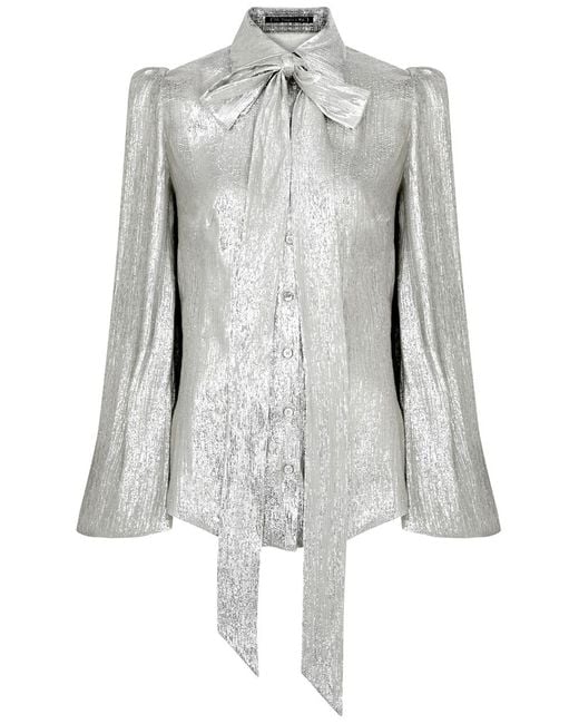 The Vampire's Wife Gray The Vampire'Wife The Silencio Wool-Blend Lamé Blouse