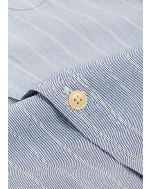 Oliver Spencer Blue Striped Cotton Shirt for men