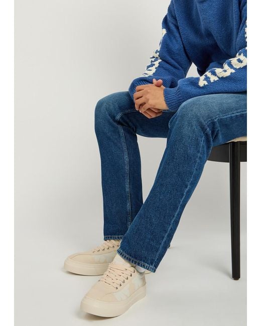 Stepney Workers Club White Dellow Printed Canvas Sneakers for men