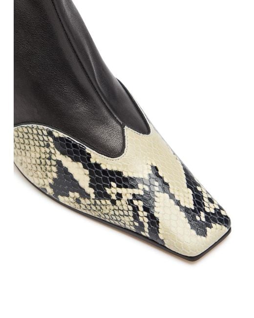 Khaite Black Nevada 85 Python-Effect Leather Ankle Boots
