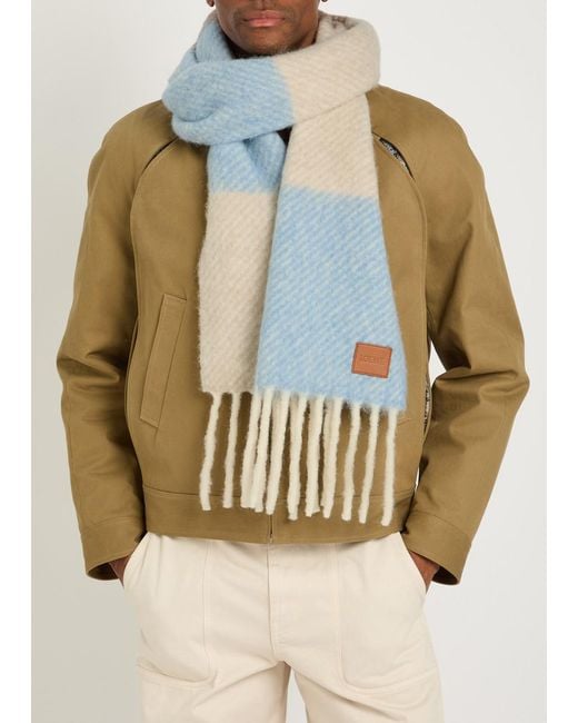 Loewe Blue Striped Alpaca-Blend Scarf for men