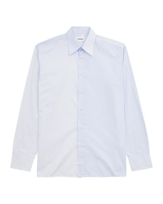 Soulland White Perry Striped Cotton Shirt for men