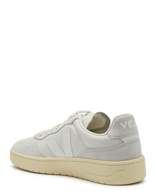 Veja White V-90 Panelled Leather Sneakers for men