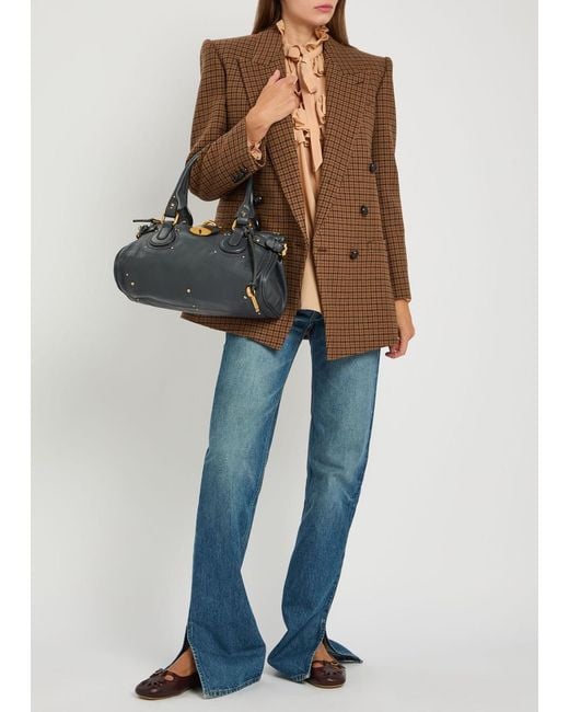 Chloé Brown Checked Wool-Blend Blazer