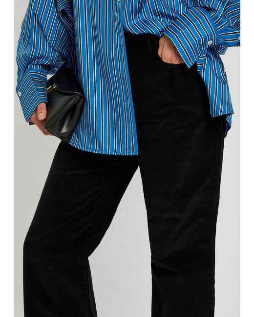 Totême Black Straight-Leg Corduroy Trousers
