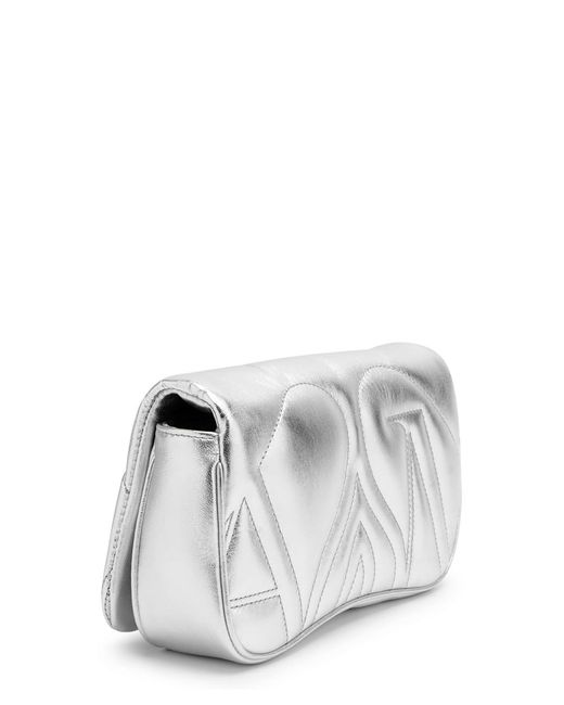 Alexander McQueen Gray The Seal Mini Metallic Leather Cross-body Bag