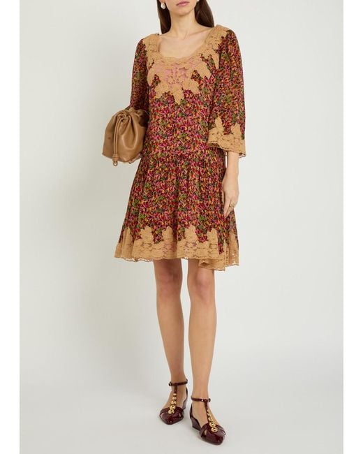 Bode Multicolor Confetti Floral Silk Mini Dress