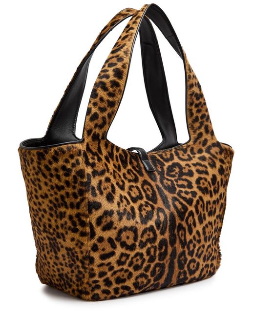 Saint Laurent Brown Le 5 À 7 Bea-Print Calf-Hair Tote