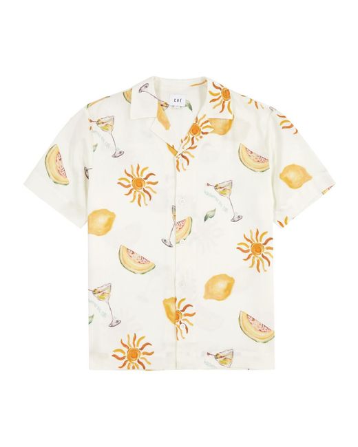 CHE White Tropical Refresh Printed Twill Shirt for men