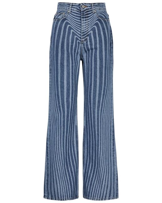 Jean Paul Gaultier Blue Body Morphing Printed Wide-Leg Jeans