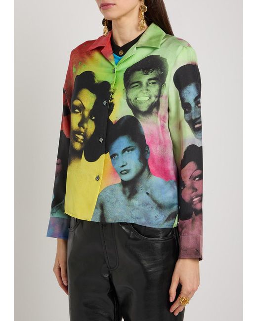 Versace Multicolor Printed Silk-Twill Shirt