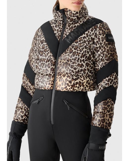 Mackage Black Satory Cheetah-Print Bonded Fleece Ski Suit